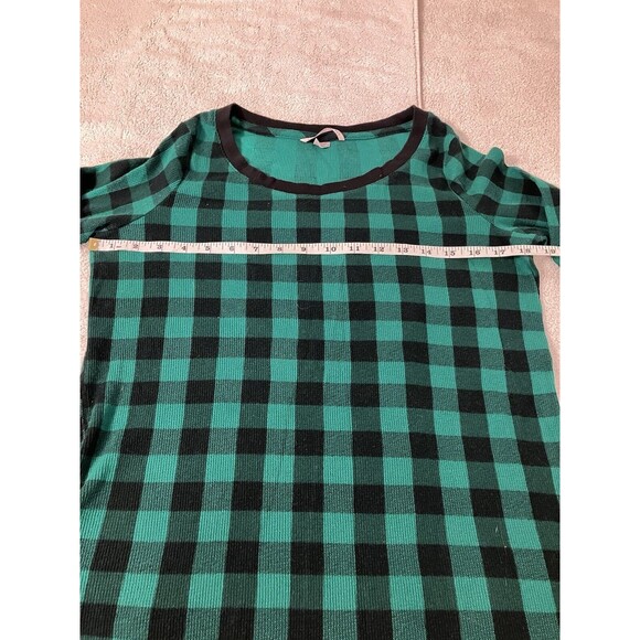 VICTORIAS SECRET Green Plaid SLEEP THERMAL LONG SLEEVE TEE PAJAMA TOP Size M/L - Picture 2 of 4